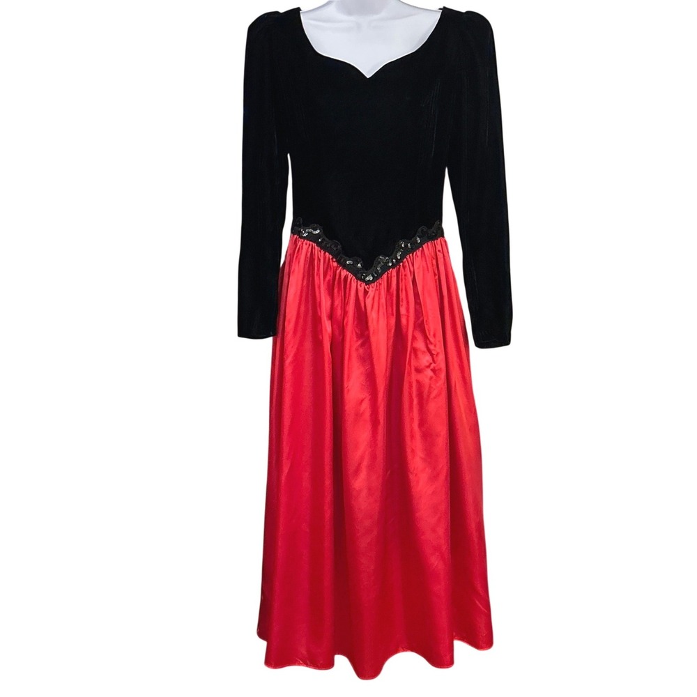 80s Scott McClintock Velvet Satin Dress Gothic Vampire Holiday Romantic 12